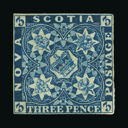 1851-60 3d deep blue fresh unued no gum, close to good margins, ...