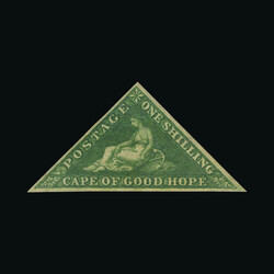 1855-63 1s bright yellow-green, 3 small to good margins, fine m.m. ...