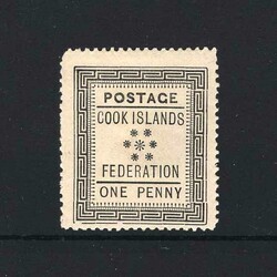 1892 Cook Islands Federation 1d Black, mint small h/r. {MH} [US3] ...
