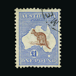1913-14 £1 brown & ultramarine 'Roo', Wide Crown Wmk, good centering ...