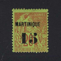 1886 15 surcharged on 20c red / green on stamp of French Colonies, ...