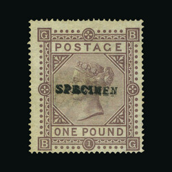 1867-83 wmk Cross £1 brown-lilac, ovptd. SPECIMEN Type 9 (heavy ovpt ...