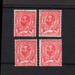 1911-12 Die A 1d, carmine-red (2 shades), Die B 1d carmine and pale ...