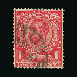 1911-12 Die A 1d pale carmine, NO CROSS ON CROWN, short/missing perfs ...