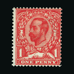 1911-12 1d aniline scarlet, watermark inverted, centred to right, ...