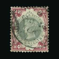 1887-1900 \jubilee 1/-, both values, 1/- green fine used with London ...