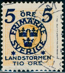 118v. 5+10 øre på 6 øre gul, INVERTED SURCHARGE. (20.000)