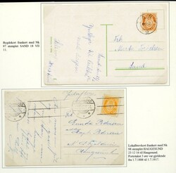 LOKALPOST - 12 forsendelser frankert med Posthorn 1909 - alle sendt ...