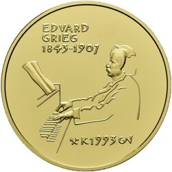 1500 kr 1993. Edvard Grieg gullmynten. 16,96 gram .917 gull. ...
