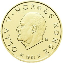 1500 kr 1993. OL Lillehammer 1994. Gullmynt nr. 1, Rødøymannen, ...