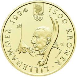 1500 kr 1993. OL Lillehammer 1994. Gullmynt nr. 4, Polarekspedisjon, ...
