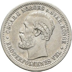 OSCAR II. 1 kr 1879, kvalitet 1+