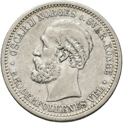 OSCAR II. 1 kr 1881, kvalitet 1+