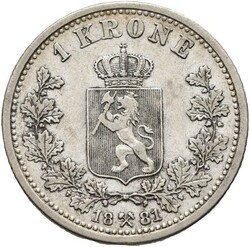 OSCAR II. 1 kr 1881, kvalitet 1+
