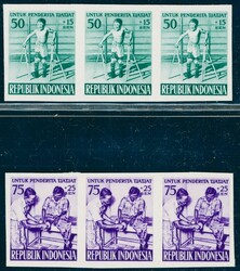 INDONESIA B101-B102. 1957 utaggede proof utgaver i 3-striper, i annen ...