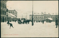 DRAMMEN. Strømsø torv, jernbanen, vintermotiv (N. K. Nr. 1579). Ubr ...