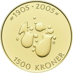 1500 kr 2004. Hundreårsmarkeringen i gull. Kvalitet proof, 16,96 ...
