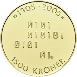 1500 kr 2005. Hundreårsmarkeringen i gull. Kvalitet proof, 16,96 ...