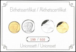 NORSK/SVENSK UNIONSSETT 1905-2005 i gull og sølv. Norge: 1500 kr ...