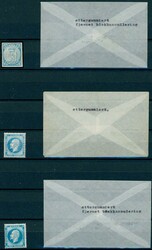 1, 4. 4 sk. 1855 med fjernet stempel og regummiering, og to stk. ...