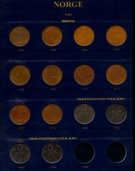 Samling 5-ører innsatt i Leuchtturm-album (bind II) med kassett. 6 ...