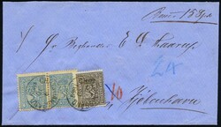 11 og 14. Enkeltmerke 1 skilling og vannrett par 4 skilling = 9 ...