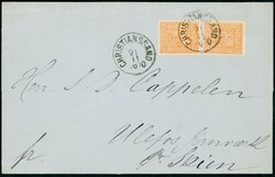 12 x2. Vertikalt par med lette CHRISTIANSSAND 21/11 1870 på ...