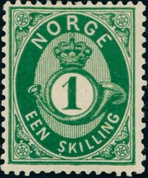 16 Ib. 1 sk. blågrønn, pent merke signert AD (Diena). (2500)