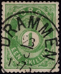 16 IIa. DRAMMEN 23.5.1876. Vakkert fullstempel på velsentrert merke