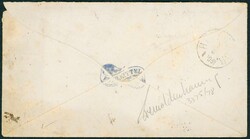 16 Ib. Fire merker, derav en trestripe på konvolutt fra Arendal 23/2 ...