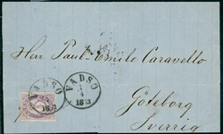 19 Ia. Singelmerke sidevendt på enkeltomslag, sendt fra VADSØ 1/4 ...