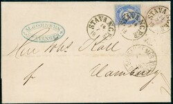 17c, 19. 2 og 4 skilling - 6 sk porto på brev fra STAVANGER 14/7 ...