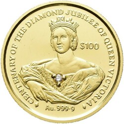 SIERRA LEONE. 100$ 1997. Liten, 0.06 carat diamant innfelt i ...