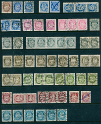 96-109. Samling løse merker, par og striper på to innstikk-sider, ...