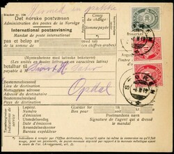 100 og 105. Vannrett par 10 øre og enkeltmerke 30 øre Posthorn = 50 ...