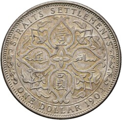 STRAITS SETTLEMENTS. Edward VII. Dollar 1904 B, Bombay, kvalitet 01, ...