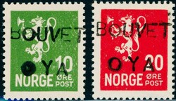 BOUVET OYA. Overtrykk på 10 og 20 øre Løve II