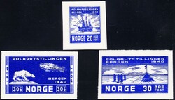 POLARUTSTILLINGEN BERGEN 1940 - 3 forskjellige utkast i blå farge ...