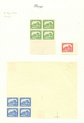 UTKAST 1913 - AKERSHUS - utagget 4-blokk av 5 øre grønn med stor ...