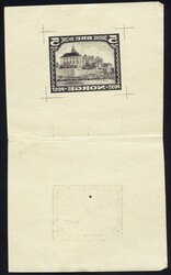 UTKAST 1913 - AKERSHUS FESTNING - speilvendt prøvetrykk i svart ...