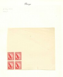 UTKAST 1913 - GEIRANGER - utagget 4-blokk av 5 øre rød med stor ...