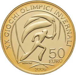 ITALIA. OL 2006 Torino. 50 euro 2006. Kvalitet proof, 16.13 gram .900 ...