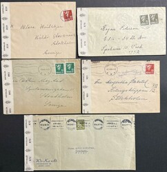 TRONDHJEM-sensur. Lott 10 konvolutter med kontrollmerker, alle ...