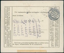 DANMARK. Følgebrev fra Skien 3/8-12. Frankert med totalt kroner 17 ...