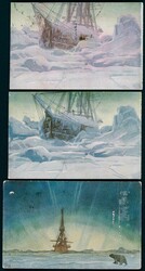 Fire stk. polkort, hvorav ett er fra "Maud"