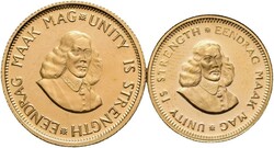 SØR-AFRIKA. Myntsett (PS 115); 2 Rand gull (KM# 64) og 1 Rand 1981 ...