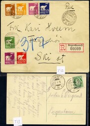 BERGENSBANEN - album med liten samling drøyt 40 forsendelser med ...