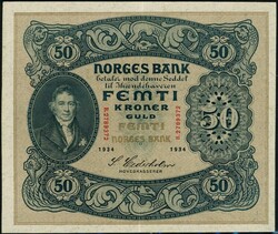 50 kr 1934 B.2789372, Cederholm, kvalitet 1+/01. NP 32B