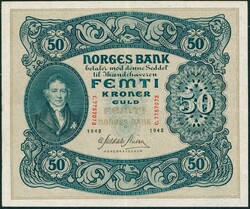 50 kr 1943 C.7757073 kvalitet 1+ noe kraftige bretter