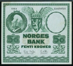 50 kr 1964 Z.0254521 erstatningsseddel Brofoss / Ottesen, PMG 30. NP ...